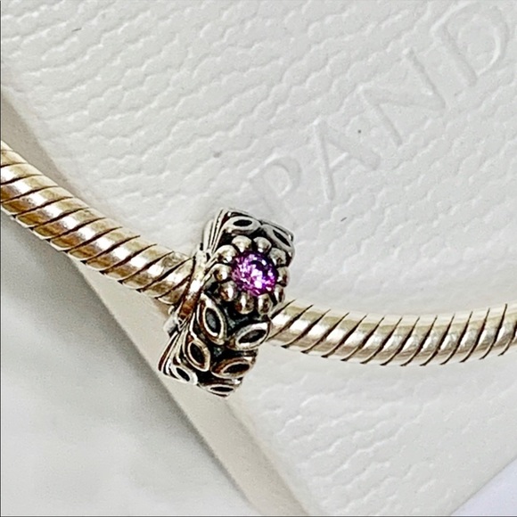 Pandora Retired Purple Floral Charm - Picture 2 of 6